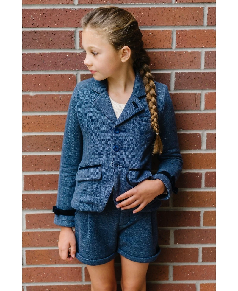 Hope & Henry Toddler Girls Dressy Knit Jacquard Riding Blazer