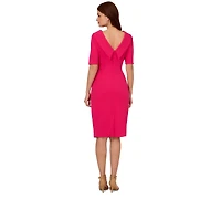 Adrianna Papell Women's Roll-Collar V-Back Dress