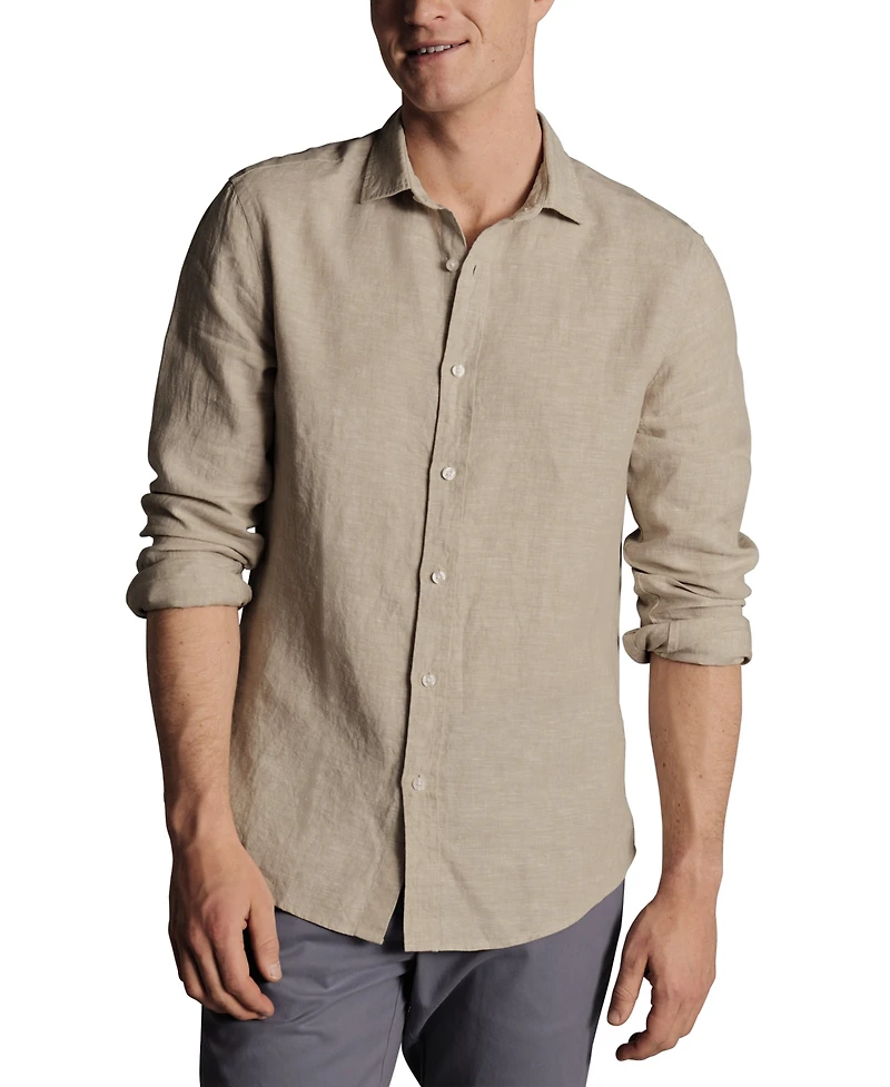 Charles Tyrwhitt Men's Slim Fit Long Sleeve Linen Button-Front Shirt