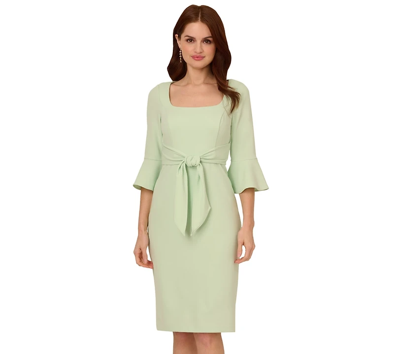 Adrianna Papell Women's Tie-Front Bell-Sleeve Sheath Dress