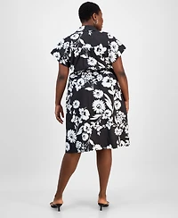 Sandra Darren Plus Printed Short-Sleeve Shirtdress