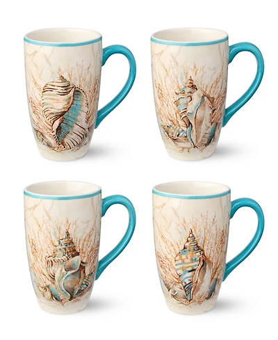 Certified International Escape to the Sea 4-Pc. Mugs, Service For 4