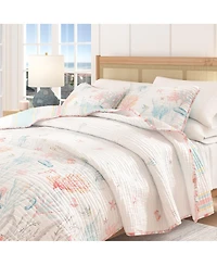 Linery & Co. Fading Coral Stitched Quilt Set with Shams