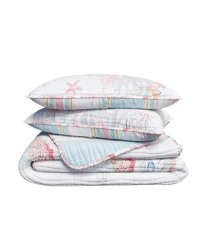 Linery Co. Fading Coral Stitched Quilt Set With Shams