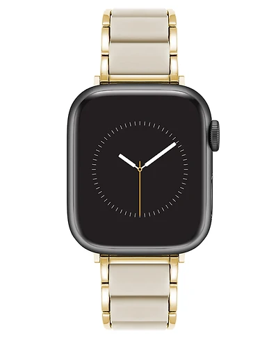 Anne Klein Women's Ivory Rubberized Link with Gold-Tone Alloy Metal Band for Apple Watch 10 38/40/41mm