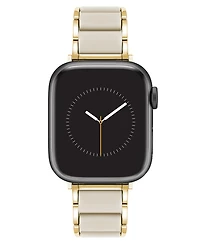 Anne Klein Women's Ivory Rubberized Link with Gold-Tone Alloy Metal Band for Apple Watch 10 38/40/41mm