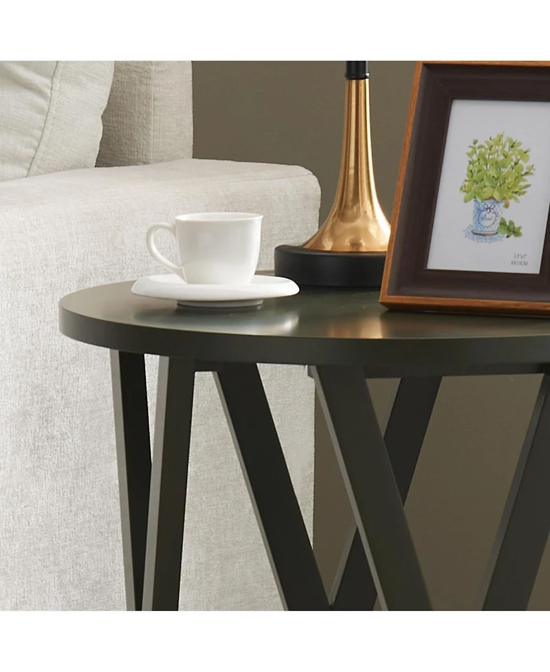 Kings Brand Furniture Emma Side End Table - Modern Round Farmhouse Accent for Living Room, Bedroom, Office