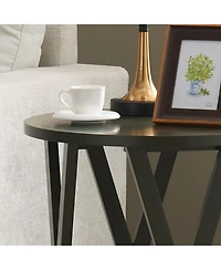 Kings Brand Furniture Emma Side End Table - Modern Round Farmhouse Accent for Living Room, Bedroom, Office