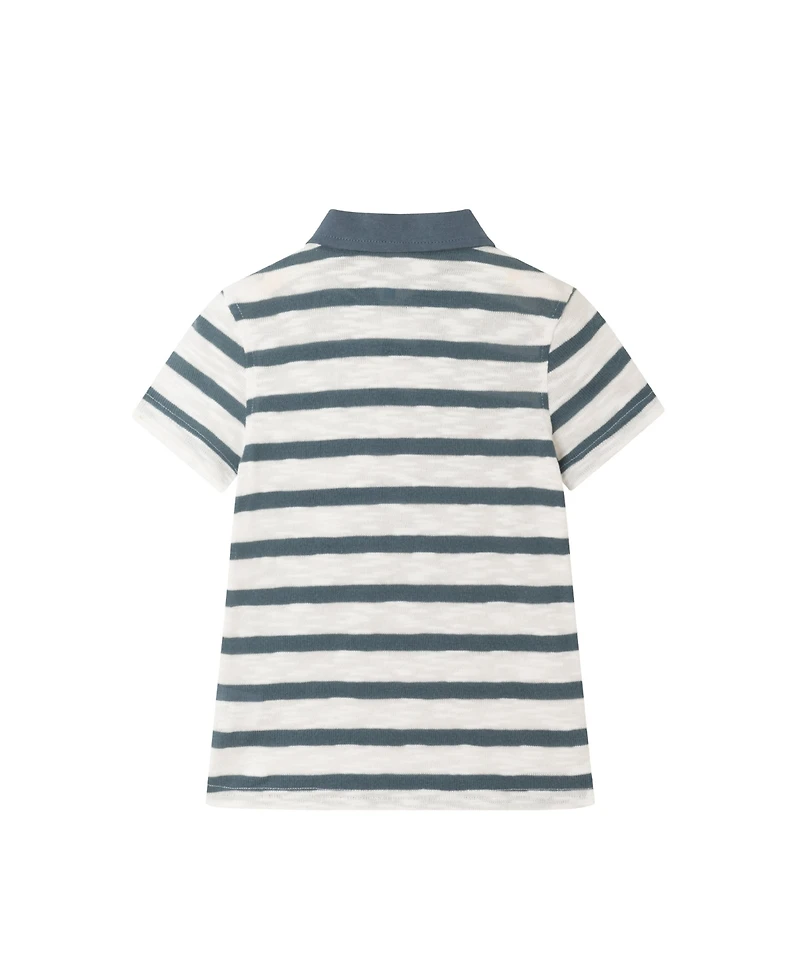 Andy & Evan Toddler Boys Toddler/Child Navy Striped Textured Polo