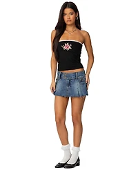 Edikted Women's Enora Embroidered Rose Tube Top
