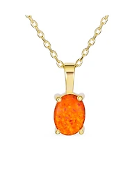 Bling Jewelry Oval Created Opal Solitaire Pendant Necklace in Rose Gold Sterling Silver