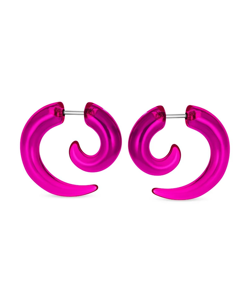 Bling Jewelry Round Swirl Spiral Tribal Fake Faux Ear Plug Taper Earrings Acrylic Resin Steel