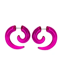 Bling Jewelry Round Swirl Spiral Tribal Fake Faux Ear Plug Taper Earrings Acrylic Resin Steel
