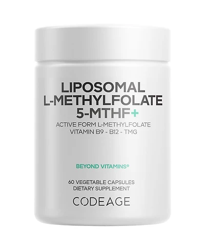 Codeage Liposomal L-Methylfolate 5-mthf+ - Active Vitamin B9, Methylcobalamin B12, Betaine Tmg, B6-2-Month Supply Multivitamins - Liposomal Delivery