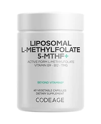Codeage Liposomal L-Methylfolate 5-mthf+ - Active Vitamin B9, Methylcobalamin B12, Betaine Tmg, B6-2-Month Supply Multivitamins - Liposomal Delivery