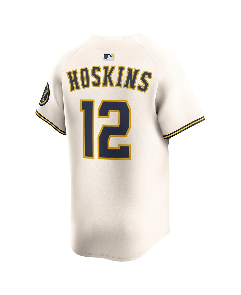 Nike Men's Rhys Hoskins Cream Milwaukee Brewers Alternate Limited Player Jersey