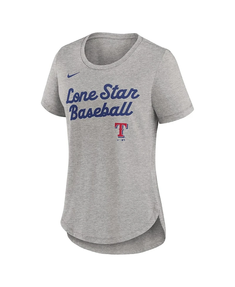 Nike Women's Heather Gray Texas Rangers Script Tri-Blend T-Shirt