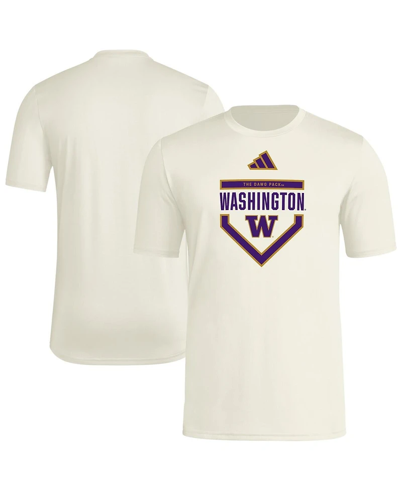 Adidas Men's Cream Washington Huskies Home Plate Pre-Game T-Shirt