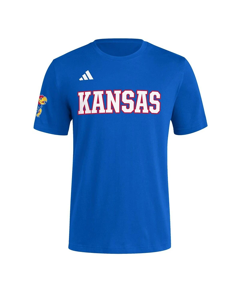 Adidas Men's Royal Kansas Jayhawks Fresh Wordmark T-Shirt