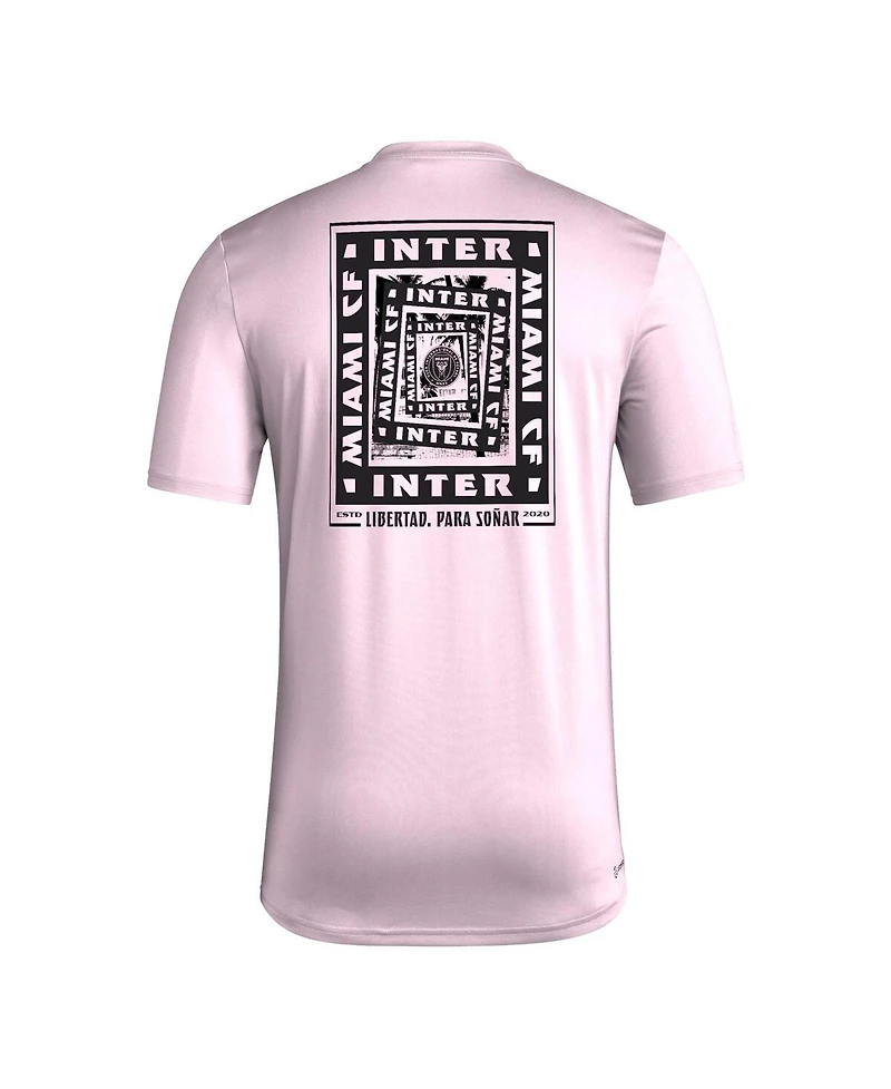 Adidas Men's Light Pink Inter Miami Cf Local Wrap T-Shirt