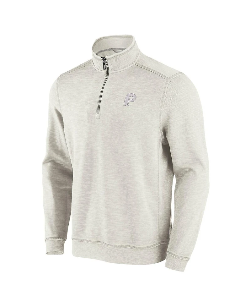 Tommy Bahama Men's Cream Philadelphia Phillies Sport Tobago Bay Tri-Blend Half-Zip Sweatshirt