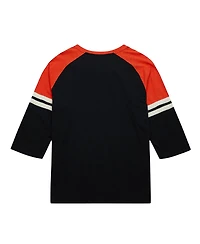 Mitchell & Ness Men's Black San Francisco Giants Cooperstown Collection Legendary Raglan Slub Henley 3/4-Sleeve T-Shirt
