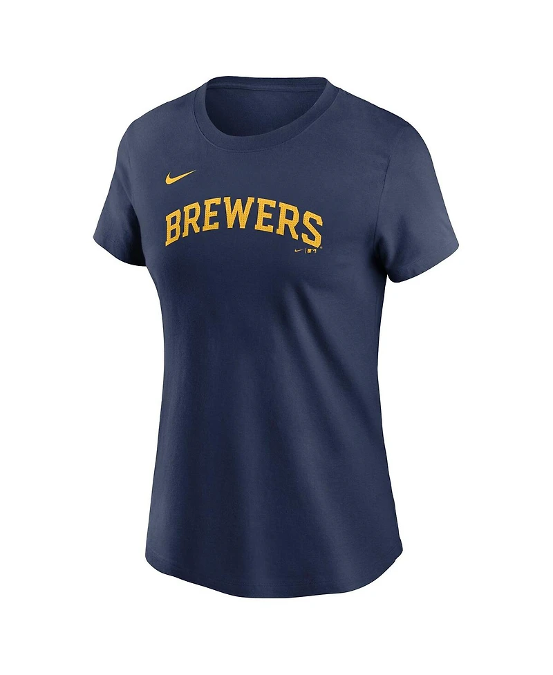 Nike Women's Christian Yelich Navy Milwaukee Brewers Fuse Name Number T-Shirt