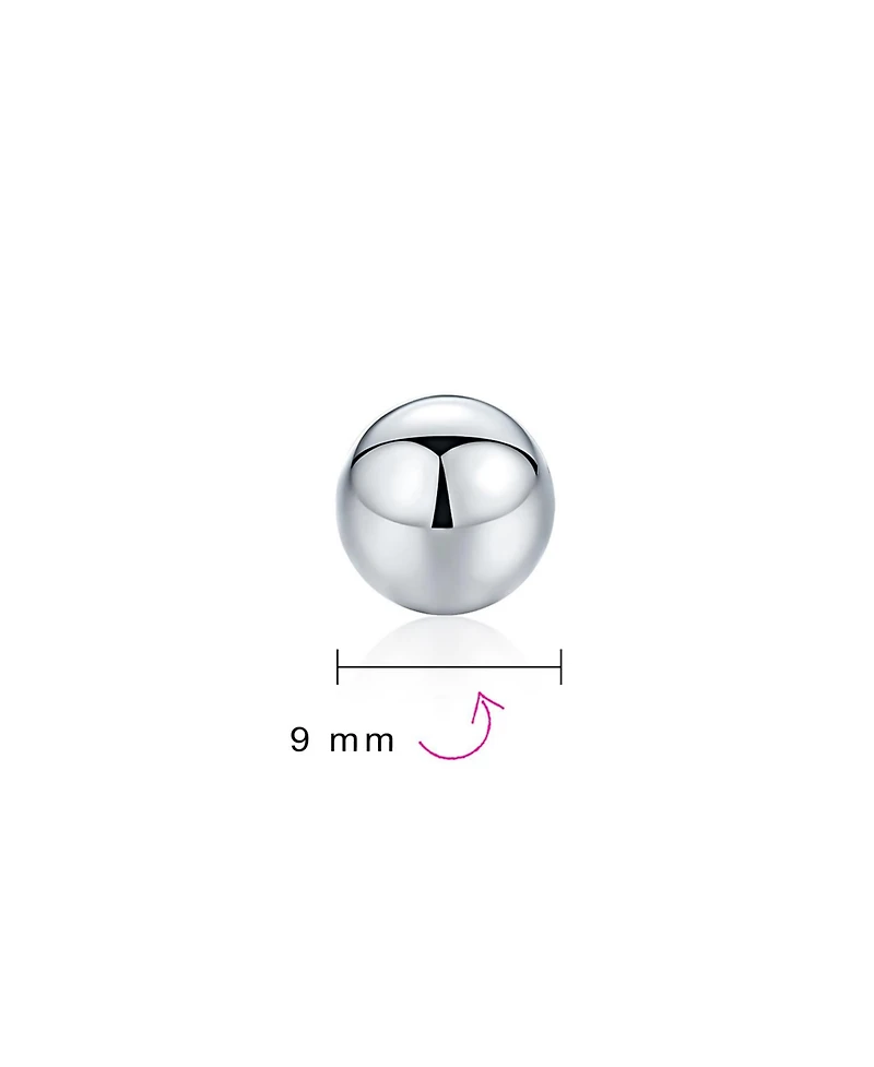 Bling Jewelry Minimalist Plain Simple Round Bead Ball Tragus Cartilage Stud Earrings Shiny Polish .925 Sterling Silver