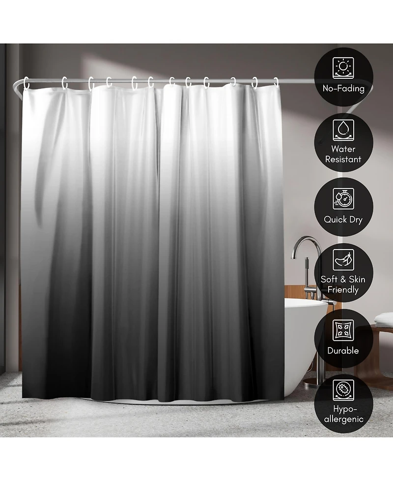 Americanflat 71x74 Ombre Grey Shower Curtain - Water Resistant - Polyester Fabric