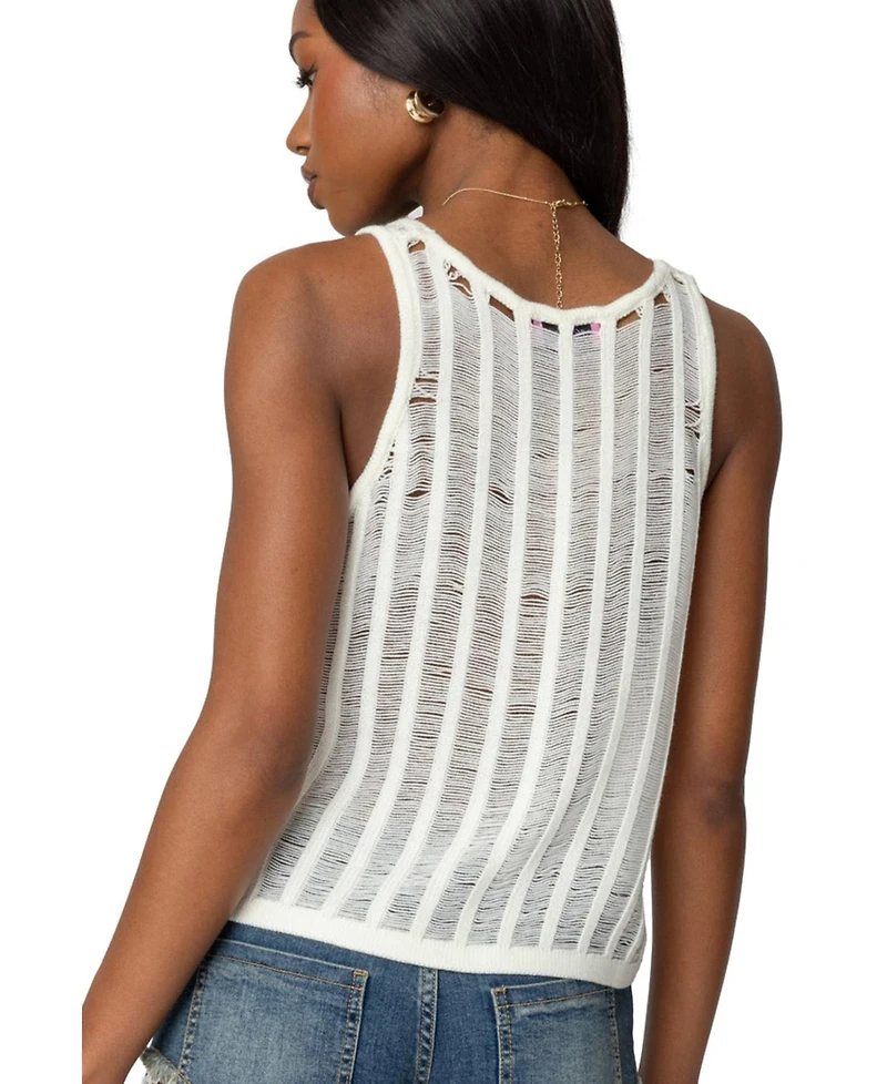 Edikted Women's Keziah Sheer Ladder Knit Top