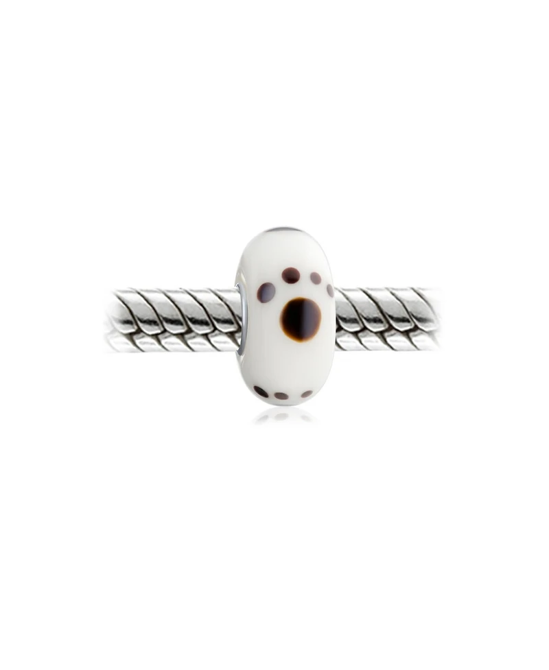Bling Jewelry Dog Cat Puppy Kitten Bff Pet Murano Glass Paw Print Spacer Charm Bead .925 Sterling Silver Core