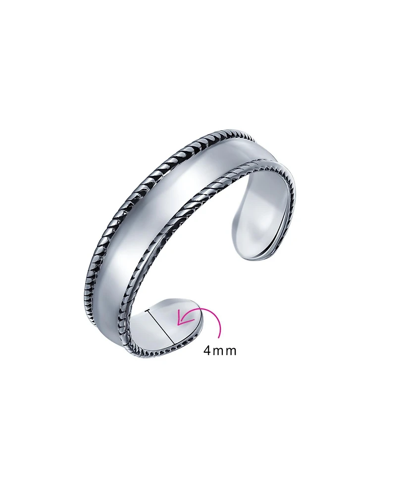 Bling Jewelry Mid Finger Braided Bali Midi Toe Ring or Pinky Ring Oxidized .925 Silver Sterling Adjustable