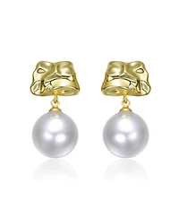 14K Gold Plated with White Pearl Drop Earrings