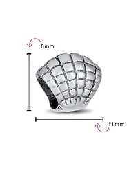 Bling Jewelry Nautical Tropical Vacation Beach Clam Shell Charm Bead Oxidized .925 Sterling Silver