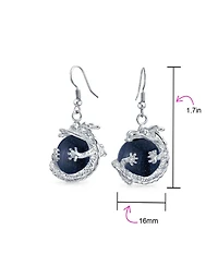 Bling Jewelry Dragon Design Dangle Earrings with Natural Stones and Opalite Ball
