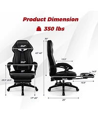 Gaming Chair Racing Style Swivel with Footrest and Adjustable Lumbar Pillow