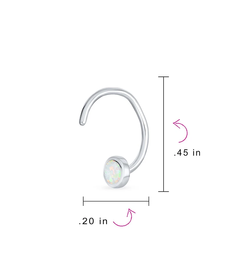 Bling Jewelry Minimalist Round White Created Opal Huggie Geometric Non-Piercing Helix Cartilage Conch Bezel Band Wrap Ear Cuff Earringss .925 Sterling