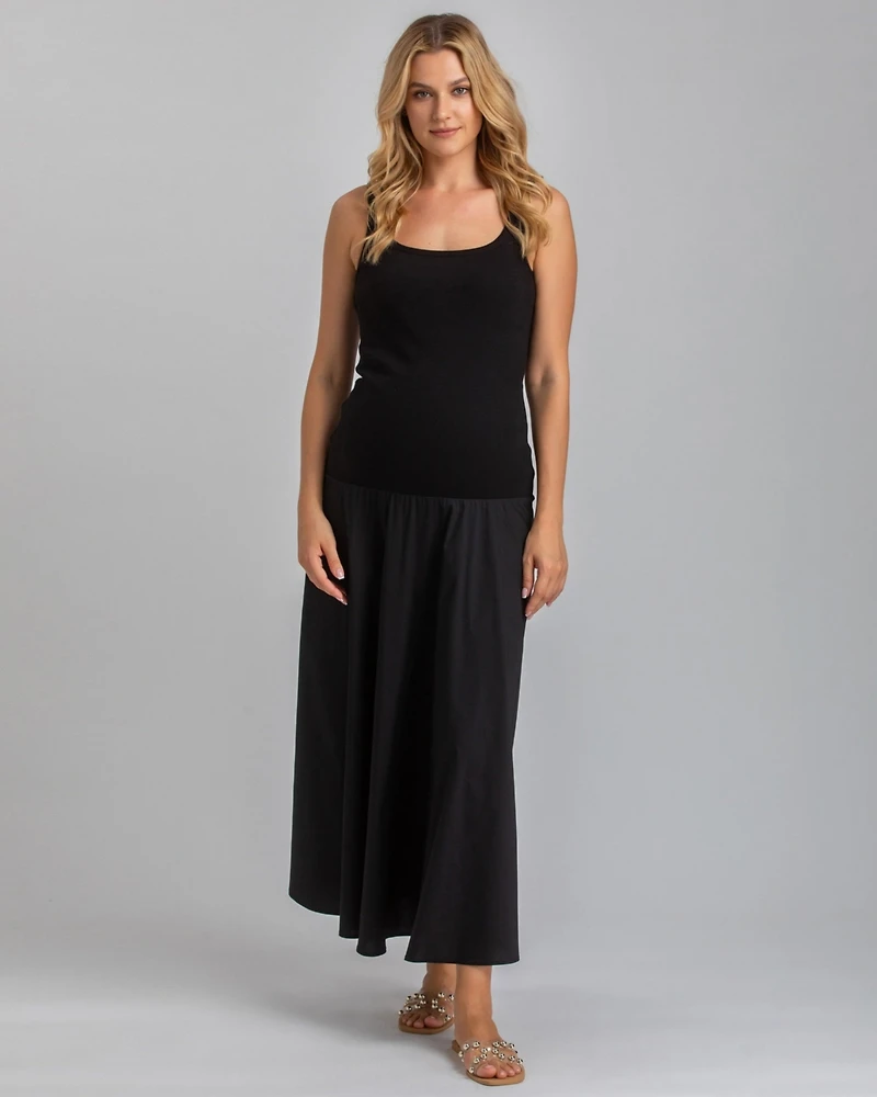 Pietro Brunelli Maternity Maternity Sleeveless Rib Knit Jersey & Cotton Mirabelle Twofer Dress