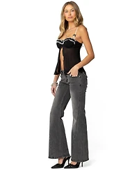 Edikted Women's Colton Boot Cut Low Rise Jeans