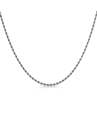 Bling Jewelry Classic Strong 3-5mm Twist Cable Wheat Foxtail Rope Chain Necklace - Black Silver Gold Plated Stainless Steel - 18 20 24 30 Inch