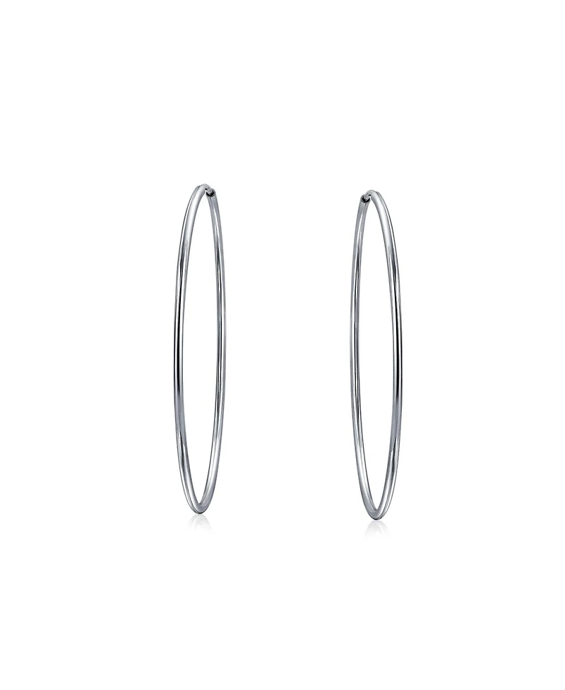 Bling Jewelry Thin Minimalist Hoop Huggie Earrings Sterling Silver Various Sizes