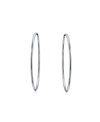 Bling Jewelry Thin Minimalist Hoop Huggie Earrings Sterling Silver Various Sizes