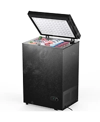 Cowsar 3.5 Cu.Ft Chest Freezer with Removable Basket and Bottom Defrost Water Drain Freestanding Top Open Door, Deep Freezer, Mini Freezer with Adjust