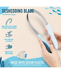 Ocean Plastic by Pt Blue Pet Deshedding Blade, Eco-Friendly Grooming Tool for Dogs and Cats