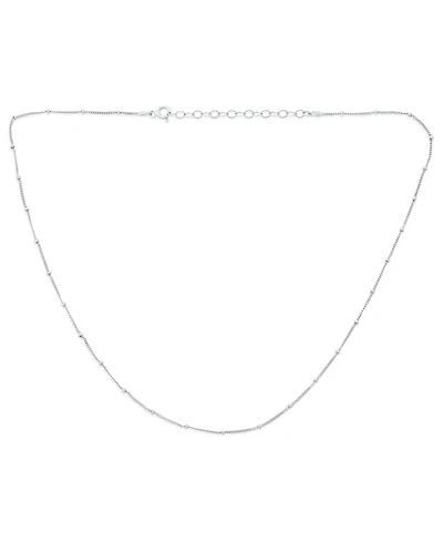 Bling Jewelry Thin Minimalist 1.5MM Sterling Silver Celestial Curb Link with Tiny Stationary Ball Saturn Chain Necklace