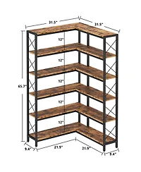 6-Tier Corner Shelf, Industrial Display Bookshelf