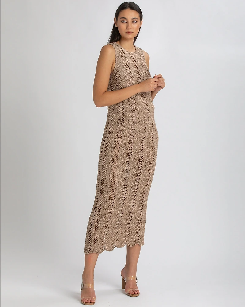 Pietro Brunelli Maternity Maternity Sleeveless Crochet Knit Fitted Maxi Hibiscus Dress