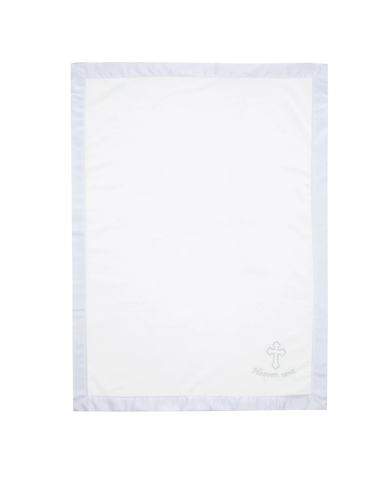 Lambs & Ivy Baby Heaven Sent Baptism/Christening Soft White Fleece Blanket