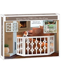 Etna Products Wooden Pet Gate: White Floral