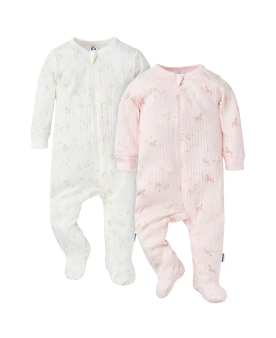 Gerber Baby Girls 2-Pack Sleep 'N Plays, Ponies, 0-3 Months